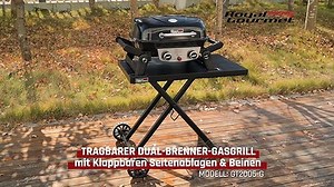 Royal Gourmet 2-Brenner Tragbarer Gasgrill, 5 kW Tischgrill mit klappbaren Seitentischen, portabler BBQ Grill für Balkon, Terrasse, Garten Schwarz