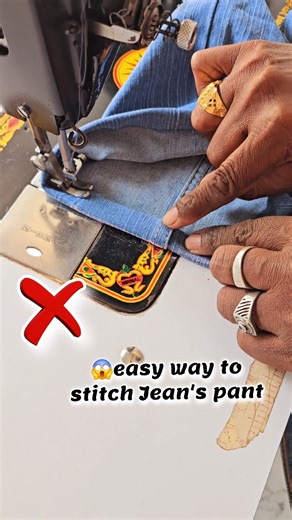 tailorjankari on Instagram: "easy way to stitch Jean's pant || sewing machine tips #jeanshorts #shorts"