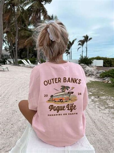 T-shirt à col rond imprimé décontracté pour filles, adapté pour l'été, les étudiants et les enfants - T-shirt au style artistique de la série "Confortable Living Bus Tree", inspirant l'imagination et l'expression de soi | SHEIN