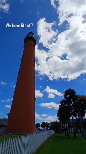 Can you spot the Space X rocket launch? #spacecoast #rocketlaunch #ponceinletlighthouse #liftoff #centralfloridamuseum #beachside #eastcoastliving #lighthousesofamerica | Ponce Inlet Lighthouse