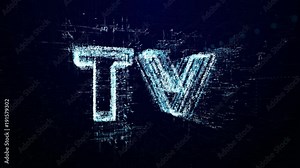 TV. Intro before starting or in pause. Tech header made up of small numbers and symbols. Show TV Stock Video