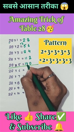 🔥Trick of Table 28 U Never Know🥳#shorts #education #trending
