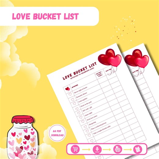 Love Bucket List PDF – Activities to Do With Friends – Romantic Gift for Couples & Families - Etsy