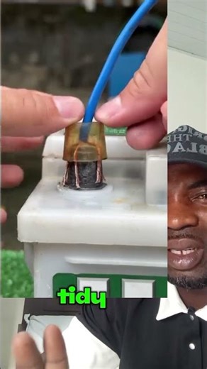 Makeshift holder for car battery terminals.