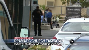 28K views · 265 reactions | DRAMATIC CHURCH TAKEDOWN: A Navy veteran entered a San Diego church on Easter Sunday waving a gun and holding a baby, with church members taking her down before police arrived. Will Carr reports. https://abcn.ws/2Zt9asQ | ABC World News Tonight with David Muir | Facebook