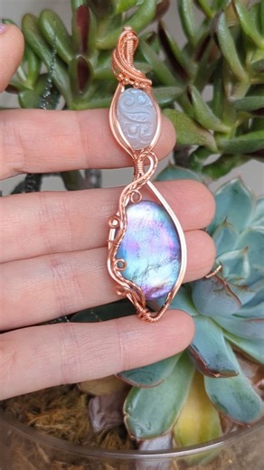 I'm loving dual stone pendants lately, and I've been having lots of fun coming up with unique designs for them. I literally have all kinds of different stone combinations lying across my desk right now :) #wirewrappedpendant #wirewrap #jewelrymaker #riojeweler | OxanaCrafts