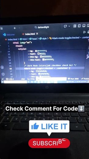 #The cleanest way to toggle themes No js,pure CSS Variables #websitedevelopment #codelab