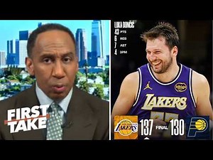 FIRST TAKE | Luka is play at an Finals-level! - Stephen A. on Doncic scores 43 as Lakers beat Pacers