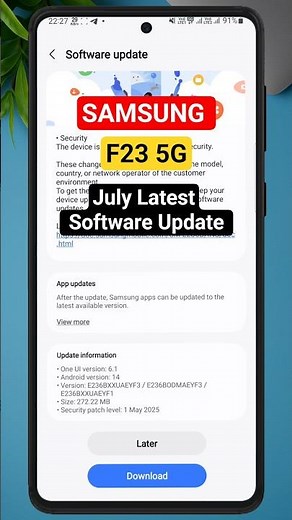 Samsung F23 5G New Software Update | August Security Patch Features! #softwareupdate #samsungupdate