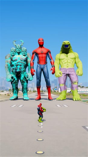 Random Superheroes VS Giant Spiderman & Giant Hulk & hulk Brothers #shorts #spiderman #hulk