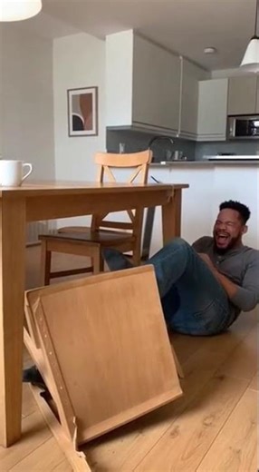 That split second when gravity wins 😭#fail #chairfail #oops #caughtoncamera #accidentalmoment #lol