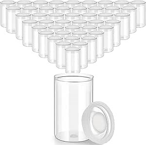 JOVITEC 100 Pieces Plastic Film Canister Holder 35 mm Empty Camera Reel Containers Storage Containers Case with Lids for Small Accessories Fish Hook Film Beads (Clear)