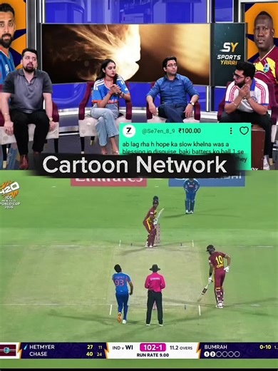 Bumrah On fire Hetmyer Out Cartoon Network Happy 😂 #t20worldcup2026 #indiavswestindies #foryour #viral #sportsyarri