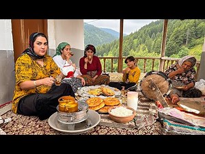 Rural Girls Cooking in Northern Iran | Making Fresh Cheese & Baking Stuffed Bread on Wood Fire