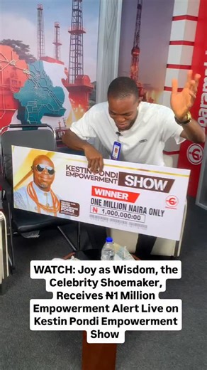 38K views · 1.4K reactions | The moment Wisdom, the Celebrity Shoemaker, received his ₦1 million alert from the Kestin Pondi Empowerment Show - right inside the GbaramatuVoice studio. A powerful celebration of talent, consistency, and true grassroots impact. #KestinPondiEmpowermentShow #gbaramatuvoicetv | GbaramatuVoice TV | Facebook