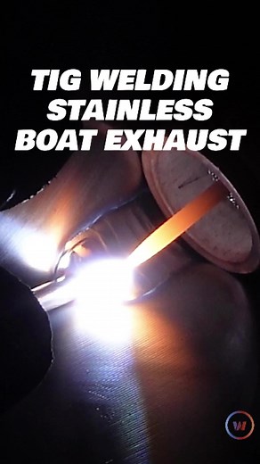 You can see a few different things here. First, you can see the small scratch that you can leave on stainless when walking the cup. Secondly, you can see the difference in the oxide colors on the weld where there are different thicknesses of metal. Third, it's always good to have an extra hand around when changing filler wire. Watch the full video on YouTube https://youtu.be/4NP9t0tJf8M #tig #tigwelding #gtaw #tigweldingstainless #deangelomarineexhaust #welding #welddotcom