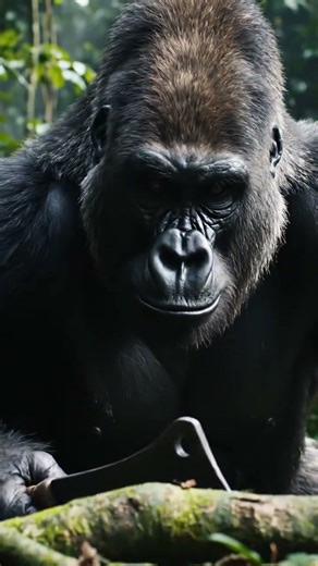 A cleaver short Python hung a dangerous hunter Gorilla