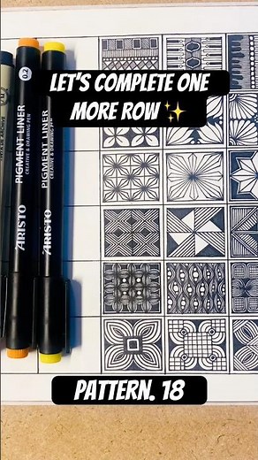 Easy Zentangle Patterns | One Pattern a Day | Part 18 | Draw with Me #zentangleart #pattern #shorts