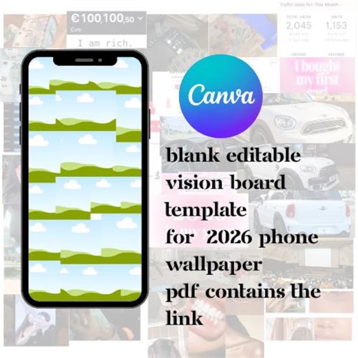 Modèle de tableau de visualisation 2026 | PDF imprimable   lien vers le tableau de visualisation modifiable | Modèle de manifestation d'objectifs - Etsy France