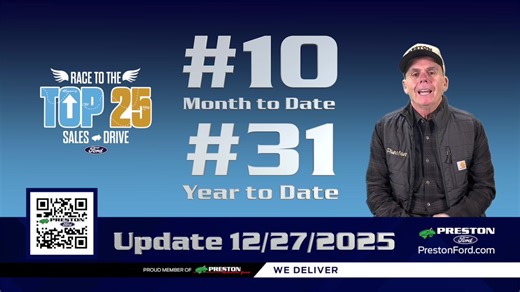 Happy Saturday, everyone! Preston Ford is closing in on the finish line in the Race to the Top 25 Sales Drive. 🏁 Here’s an update from Dave Wilson! 🐸 | Preston Automotive Group