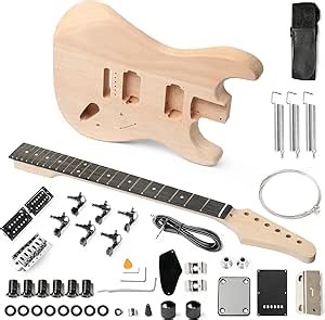 Glarry DIY Electric Guitar Kit, 6 Strings, Mahogany Wood Body, Maple Neck, Beginner, All Components Included, Build Your Own Guitar (GST)