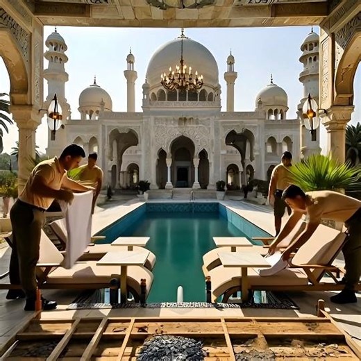 Taj Mahal Inspired Swimming Pool Restoration | Luxury Palace Pool Renovation Timelapse
