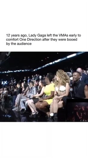 Pop Music on Instagram: "Back at the 2013 MTV VMAs, One Direction won an award but got booed by parts of the audience while they were on stage. Lady Gaga, who had already performed earlier in the show, saw the reaction and was upset by how the crowd treated them. She went backstage to check on them and show support. The moment is often remembered because she openly defended them when the reaction in the room was pretty negative."