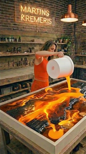 Lava Epoxy & Resin Table | Molten River Resin Timelapse