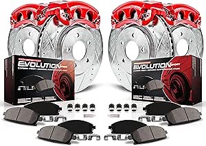 Power Stop KC6943 Z23 Front and Rear Brake Caliper Kit-Brake Rotors, Carbon Ceramic Brake Pads, Calipers