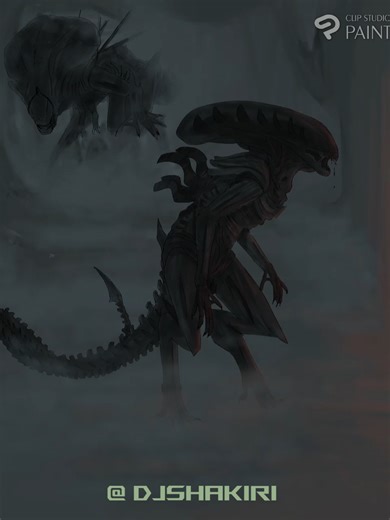 Guys I think im getting better at this. Alien and queen drawing. #art #artist #xenomorph #fyp #xenomorphqueen