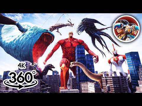 360 Size Comparison of Sea Monsters, Scary Monsters, Dinosaurs, Robots, Titans | 360 video 4k