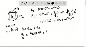 A composite rod is made from stainless steel and iron and has a length of 0.50 m The cross section of this composite rod is shown in the drawing and consists of a square within a circle. The square cross section of the steel is 1.0 cm on a side. The temperature at one end of the rod is 78^∘ C while it is 18^∘ C at the other end. Assuming that no heat exits through the cylindrical outer surface, find the total amount of heat conducted through the rod in two minutes. | Numerade