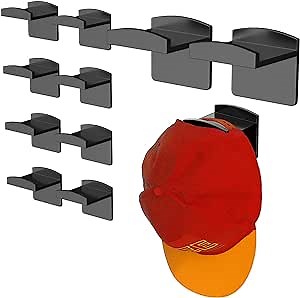 10 PCS Hat Hangers for Wall Hat Organizer for Baseball Caps Wall Mounted Cap Rack for Sun hat, No Drilling Strong Hold Coat Racks, Cowboy Hat Rack Wall Hat Display Hat Hooks(Black)