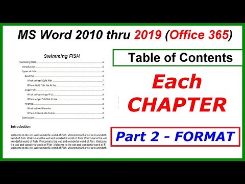 How to FORMAT an EACH CHAPTER Table of Contents - Word 2010 thru 2019