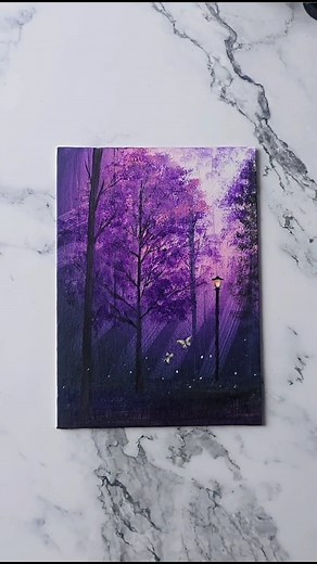525K views · 29K reactions | Purple Theme Forest Acrylic Painting | Acrylic Art for Beginners #acrylicpaintingart #shortsart #canvasartwork #paintingartwork #easyarttutorial #artshorts #learntopaint #easypainting #paintingforbeginners #purplepainting #forestart #fbshortsreels #viralpost2025シ | Jay Lee Paintings | Facebook