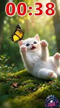 1 Minute Aesthetic Cat Timer 🐾 Butterfly Forest Cute Study Countdown