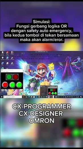 SIMULASI GERBANG LOGIKA OR DENGAN SAFETY AUTO EMERGENCY PADA CX-PROGRAMMER & CX-DESIGNER #omronplc