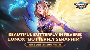 185K views · 112 shares | Dancing in the blossom and hiding in the natural world, this fairy butterfly, passes by without leaving a trace behind. Lunox’s New Skin “Butterfly Seraphim” will soon be available! Tap to watch the latest trailer of her new Skin! #MobileLegendsBangBang #MLBBNewSkin | Mobile Legends: Bang Bang | Facebook