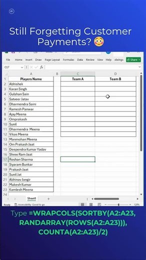 Create Random Teams in Excel with ONE Formula 🤯 #excel #spreadsheetmagic #productivity