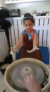 1.3M views · 34K reactions | My little potter❤️❤️❤️ Sitara’s first time on the pottery wheel We were all curious to watch those little hands make magic ✨ she's more concerned about cleaning her hands #safehandsfirst識 #MemoryTherapy殺 one for each day... | Namrata Mahesh Ghattamaneni | Facebook