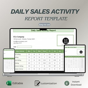 Daily Sales Activity Report Template for Excel & Google Sheets | Sales Tracking Performance Dashboard - Etsy