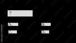 Quiz animation on black background, question answers template, test and quiz concept, quiz game. Stock Video