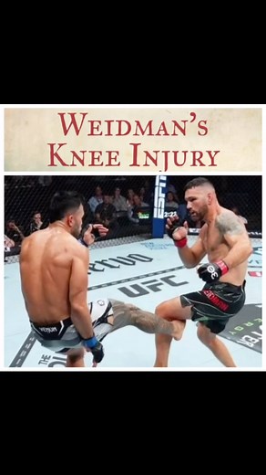 Weidman’s Knee Injury ••••••••••••••••••••••••••• Two years ago @chrisweidman suffered a tibia and fibula fracture on his left leg in his fight against Urijah Hall. After a long recovery he was able to make his return to the Octagon this last weekend against @bradtavares808 . Tavares demonstrated a masterful performance of leg kicks and takedown defense to defeat the returning champion. . After the fight there were videos of Weidman being pushed around on a wheelchair due to damage to both legs.