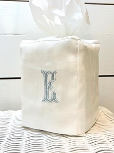Monogrammed Linen Tissue Box Cover • Custom Initials • Personalized Bathroom & Powder Room Decor, Gift - Etsy