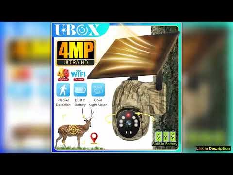 Ubox WiFi Solar Camera 4G LTE Cellular Trail Camera with Solar Panel Security Cam Full Color Night
