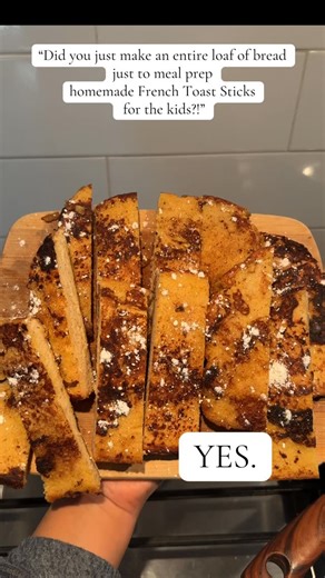 YourKitchenBestie on Instagram: "When the store bought has over 30+ “ingredients” I can’t pronounce…but this one has 5 🤭 Fresh bread, eggs, milk, vanilla, salt Used our favorite @neretva.home bread machine to make our French loaf bread! Homemade French bread recipe using bread machine in comments #mealprep #homemadebread #frenchtoaststicks #breakfastideas #easymealsforkids"