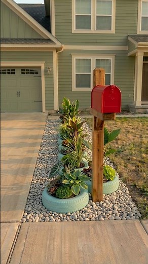 Turquoise Tire Planters Mailbox Glow Up
