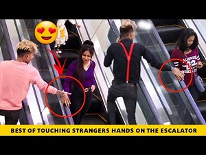 ALL TIME HITS TOUCHING STRANGERS HANDS ON THE ESCALATOR PRANK | MR. HOTY |