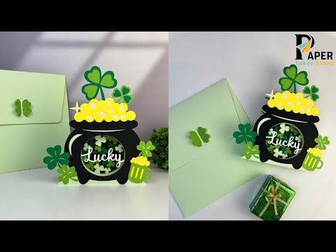 How To Make Paper Cut Pop up Card St. Patrick's Day Pot