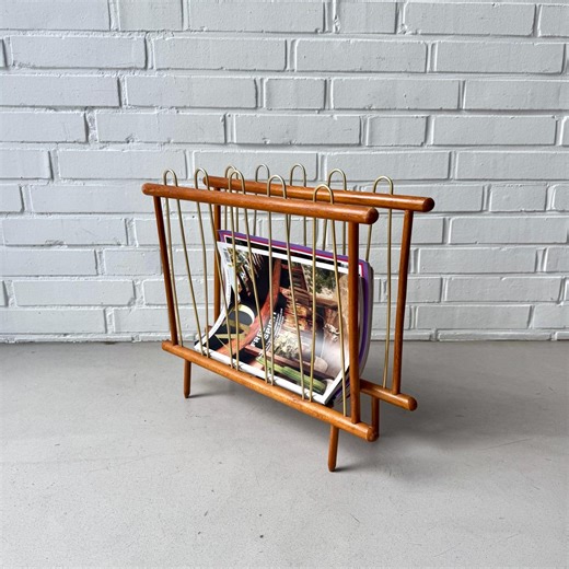 Vintage 1950s/60s Magazine Rack, Mid-century Magazine Rack, Wood and Metal, Scandinavian Magazine Rack - Etsy